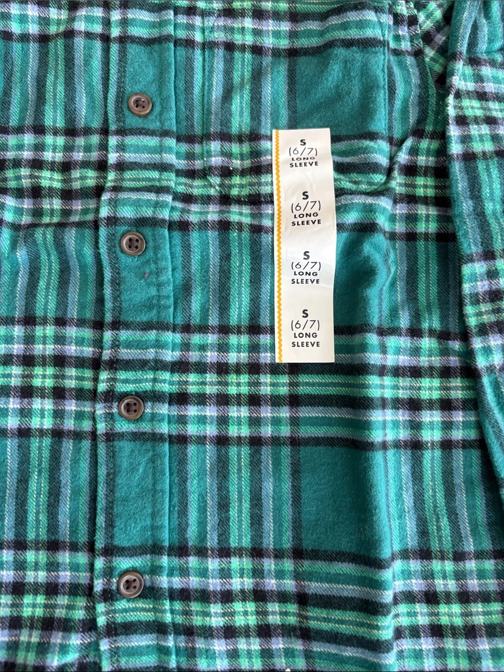 Cat & Jack Teal and Black Plaid Button-Down Shirt for Kids. Flannel